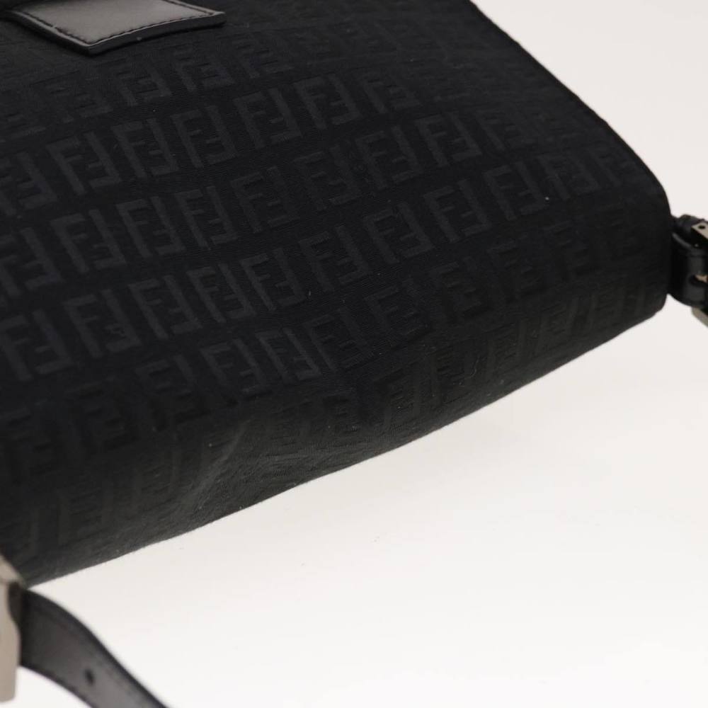 FENDI Zucchino Canvas Mamma Baguette Shoulder Bag Black Auth yk10291 - Picture 6 of 16